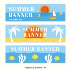 度假平面设计中夏季横幅的分类