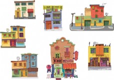 建筑卡通卡通可爱小房子建筑矢量