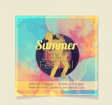 爵士音乐夏季爵士乐音乐节海报矢量