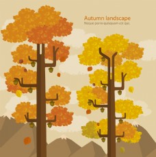 秋天里的苍天大树插画