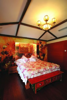 中国风设计传统中国风格卧室别墅效果图设计