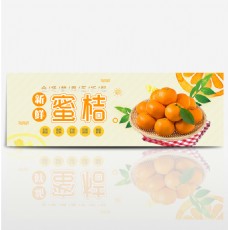 橙色清新水果橘子蜜桔食品电商banner