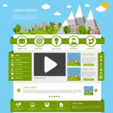 自然生态的绿色能源网站设计模板布局界面矢量插画
