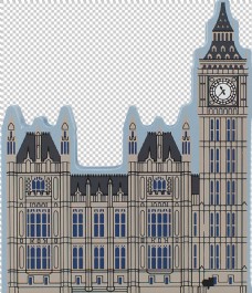 手绘伦敦大本钟建筑物免抠png透明素材