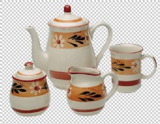 黄色陶瓷茶具免抠png透明图层素材