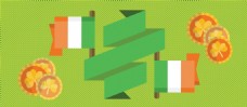 淘宝海报淘宝卡通矢量创意旗子绿色环保边框海报背景