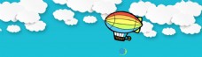 卡通云朵热气球背景