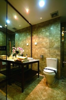 东南亚装修浴室砖墙台盆效果图