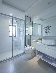 现代室内现代简约室内卫生间淋浴房洗手台面效果图