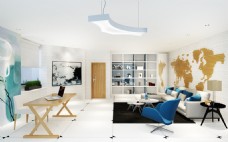 室内设计欧式家庭书房办公会客区3D效果图max