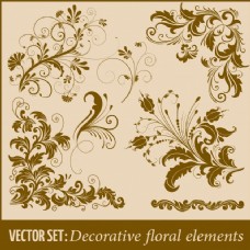 组手设计绘制装饰花卉元素矢量页面装饰元素