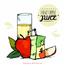 健康饮食手绘苹果汁