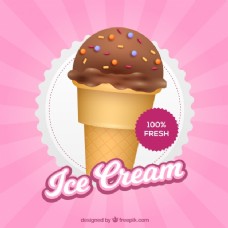 吃货美食旧货粉红色背景巧克力冰淇淋
