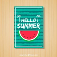带西瓜的条纹夏季卡片