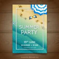 度假现实的夏日派对海报的脚印