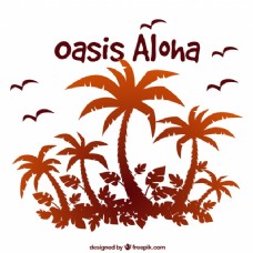 ALOHA背景棕榈树的剪影