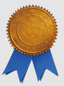 蓝带铜制奖章图片免抠png透明图层素材