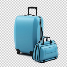 浅蓝色行李箱免抠png透明图层素材
