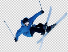 透明素材蓝衣服滑雪人免抠png透明图层素材