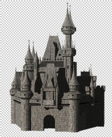 灰色欧洲城堡免抠png透明图层素材