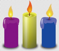 彩色点燃的蜡烛免抠png透明图层素材