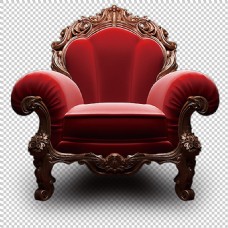 红色奢华扶手椅免抠png透明图层素材