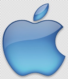 透明素材蓝色苹果标志免抠png透明图层素材