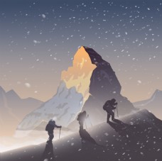 极限登山运动员插画