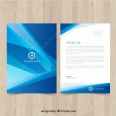 企业形象带有抽象形状的蓝色企业手册