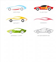 六款彩色时尚跑车标志设计