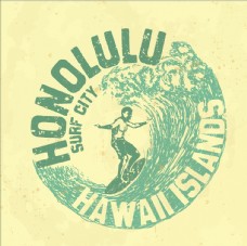度假夏威夷冲浪矢量图下载