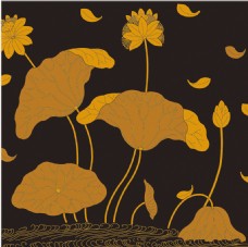 金色荷花叶子花纹背景图