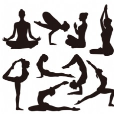 瑜伽女性女性瑜伽姿势剪影