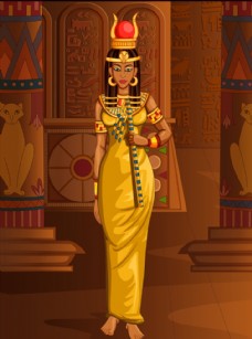 站在埃及宫殿中的女皇矢量素材