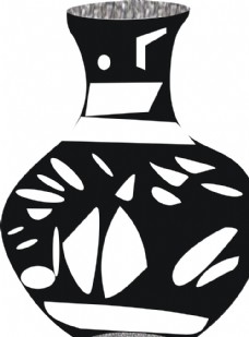 花瓶黑白装饰画背景图片